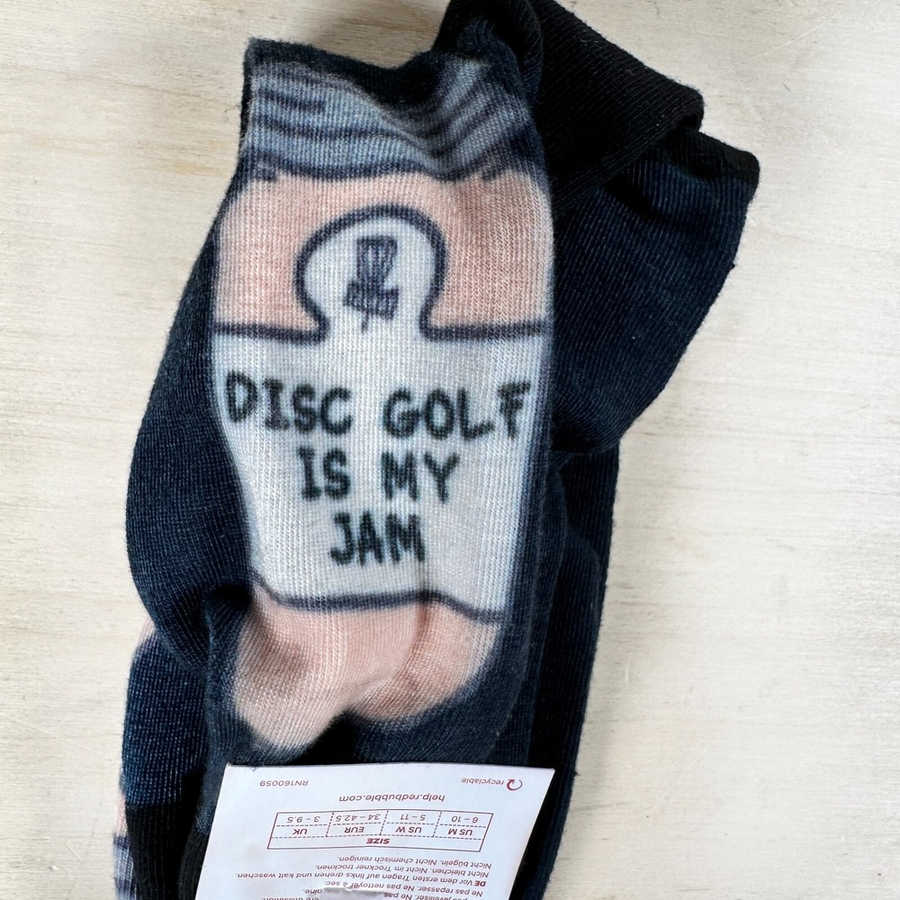 NWT Disc Golf Socks Disc Golf is my Jam Funny Socks Soft Recycled‎